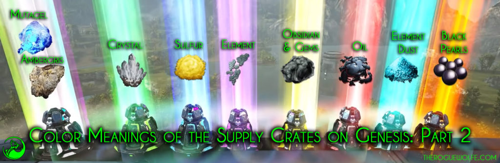 Visual guide for color meaning of supply crates in genesis part 2